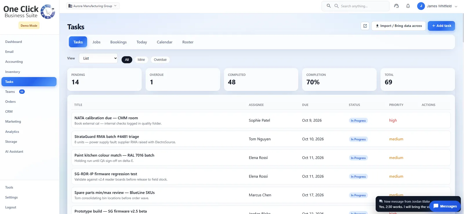 One Click tasks